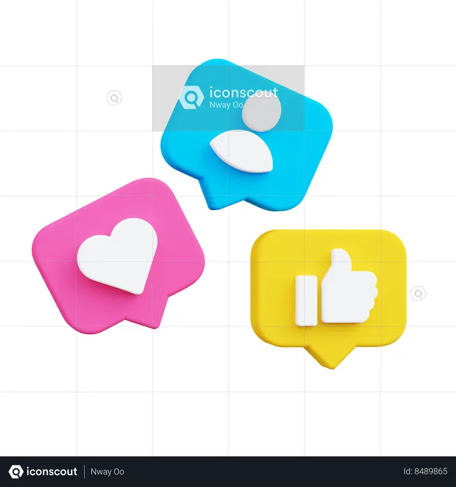 Social React Notification  3D Icon