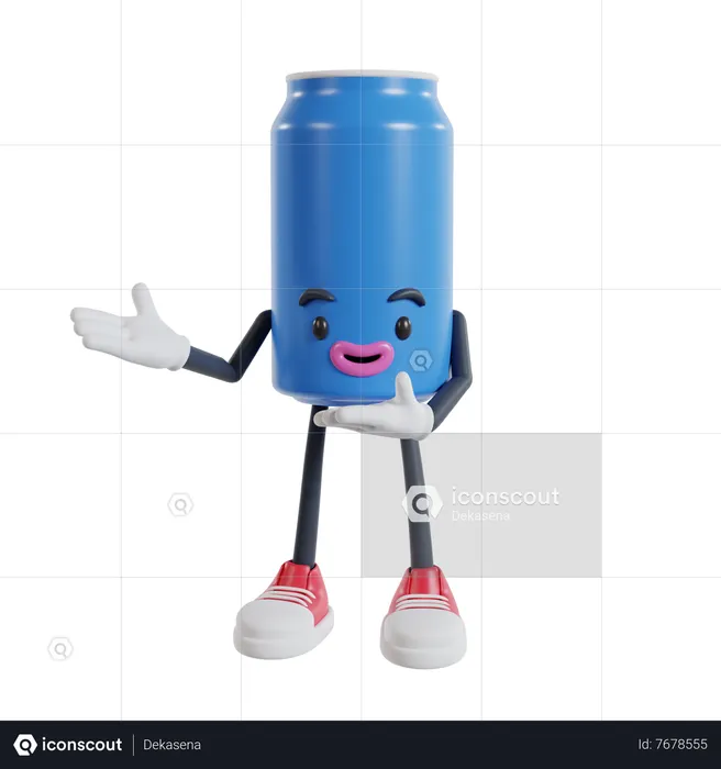 Soft drink can character opens two arms to the sides  3D Illustration