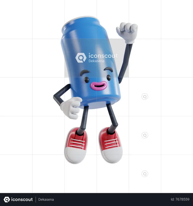 Soft drink cans character jumping celebrating an event or ceremony  3D Illustration