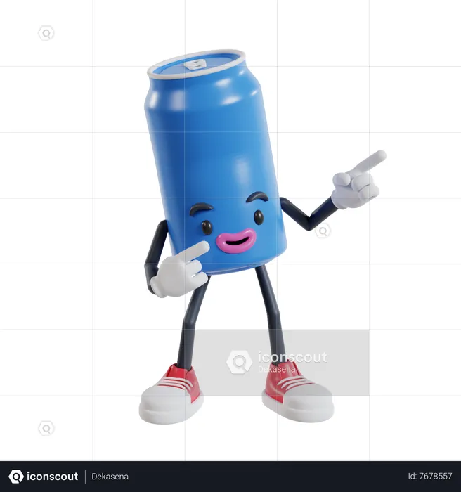 Soft drink cans character point two fingers up left  3D Illustration