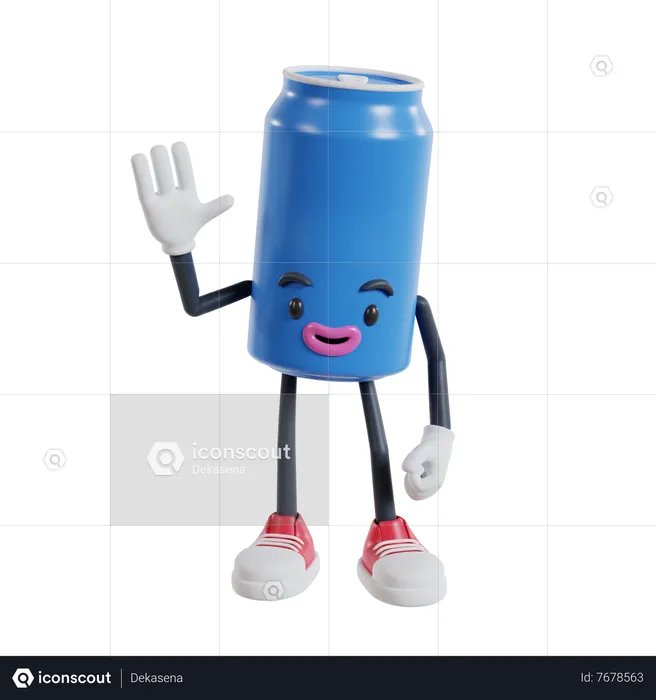 Soft drink cans character waving hand saying Hi  3D Illustration