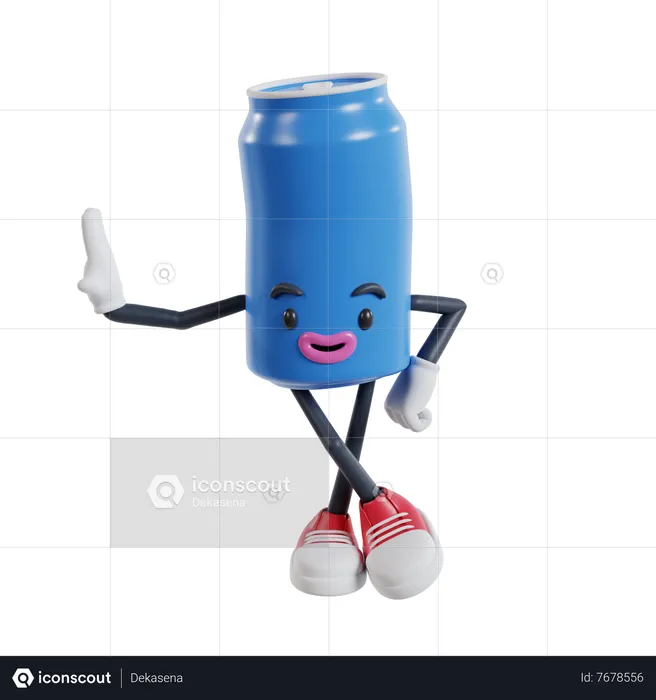 Soft drink cans Leaning Against Wall with hands and Smiling  3D Illustration