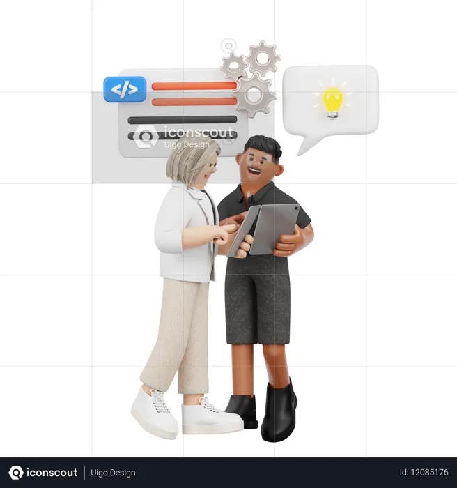 Software Developers Collaborating  3D Illustration