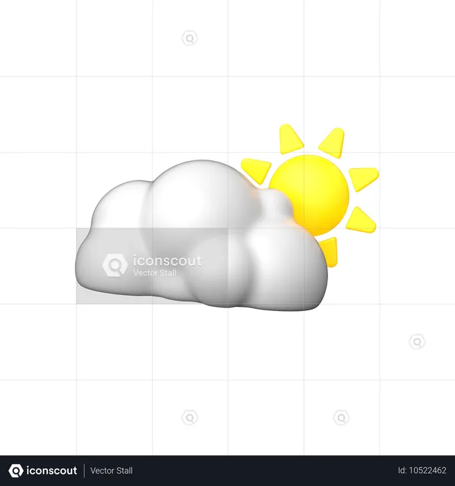 Sol atrás da nuvem  3D Icon