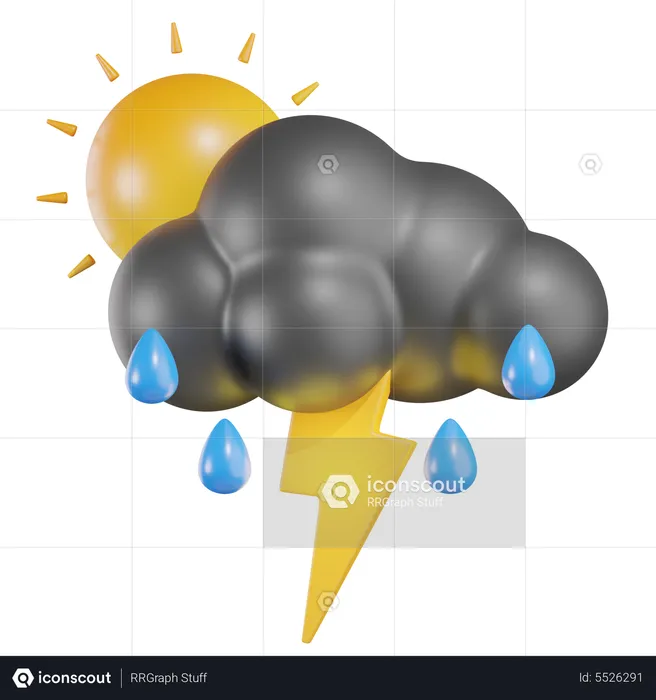 Sol chuva flash  3D Icon