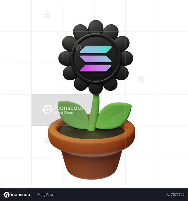 Sol Crypto Plant Pot  3D Icon