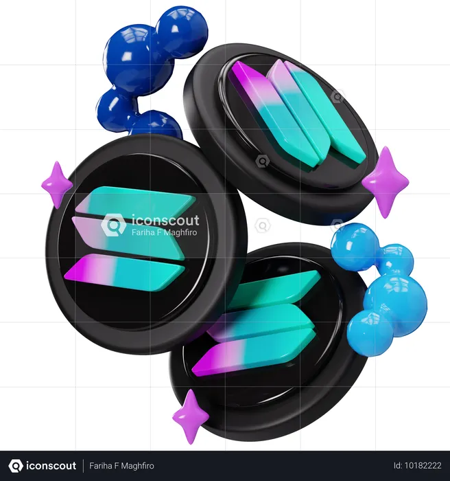 Solana Blockchain-Technologie-Token  3D Icon