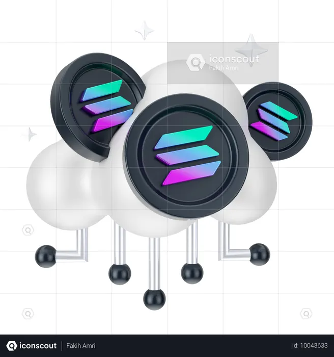 Solana Cloud Network  3D Icon