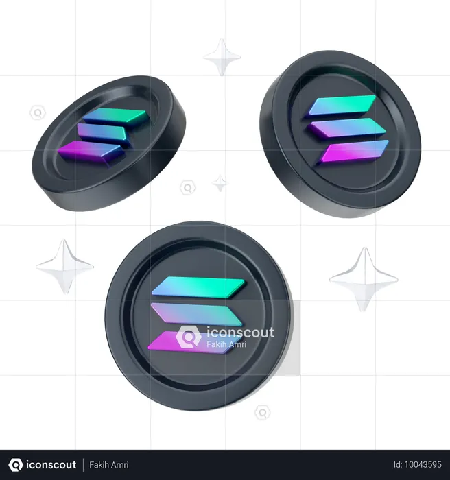 Solana Coins  3D Icon