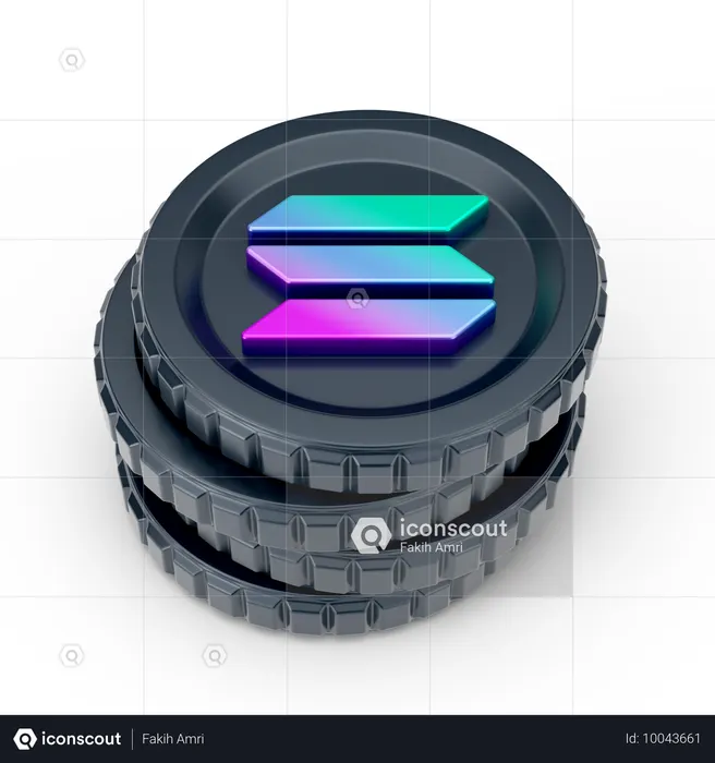 Solana Coins  3D Icon