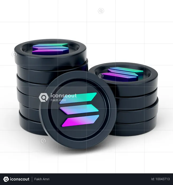 Solana Coins  3D Icon