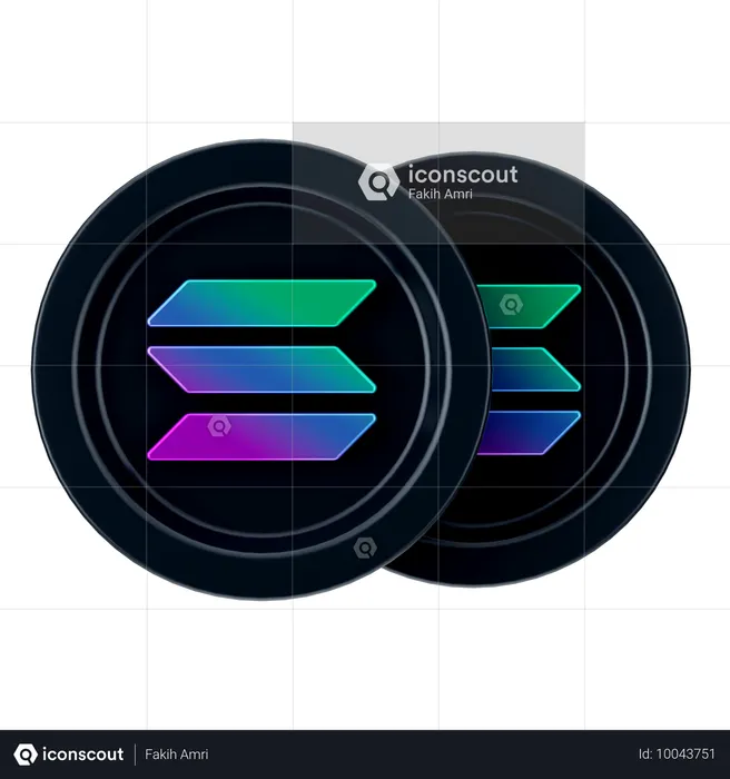 Solana Coins  3D Icon