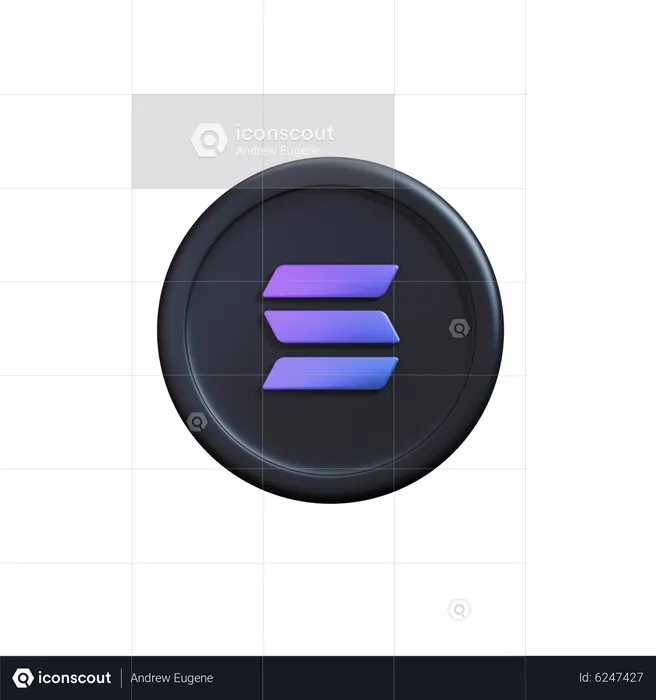 Moeda Cripto Solana  3D Icon