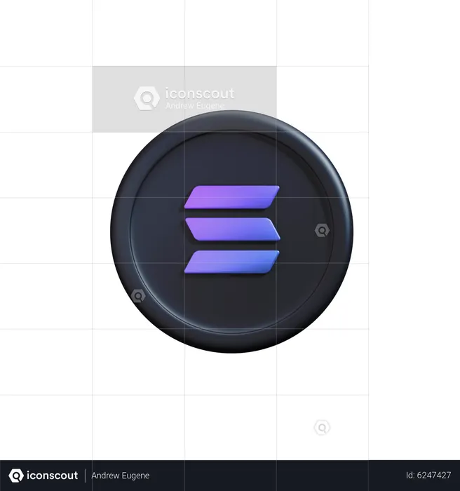 Solana crypto coin  3D Icon