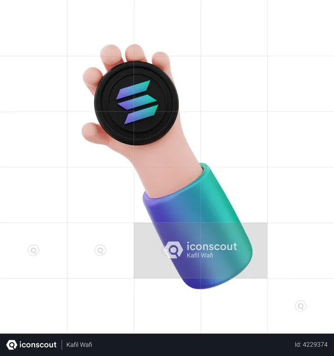 Solana crypto coin holding  3D Illustration