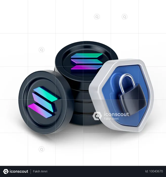 Solana Lock  3D Icon