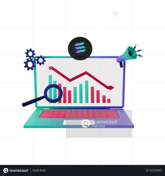 Solana loss chart  3D Illustration