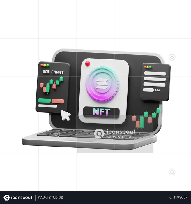 Solana NFT trading  3D Illustration
