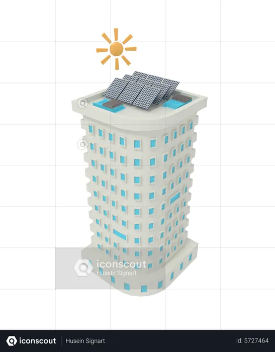 Solar Building  3D Icon