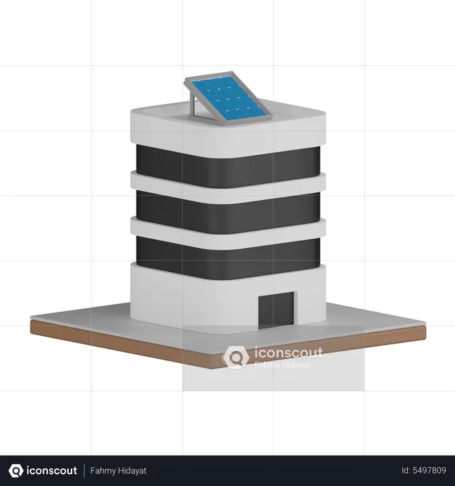 Solar Building  3D Icon