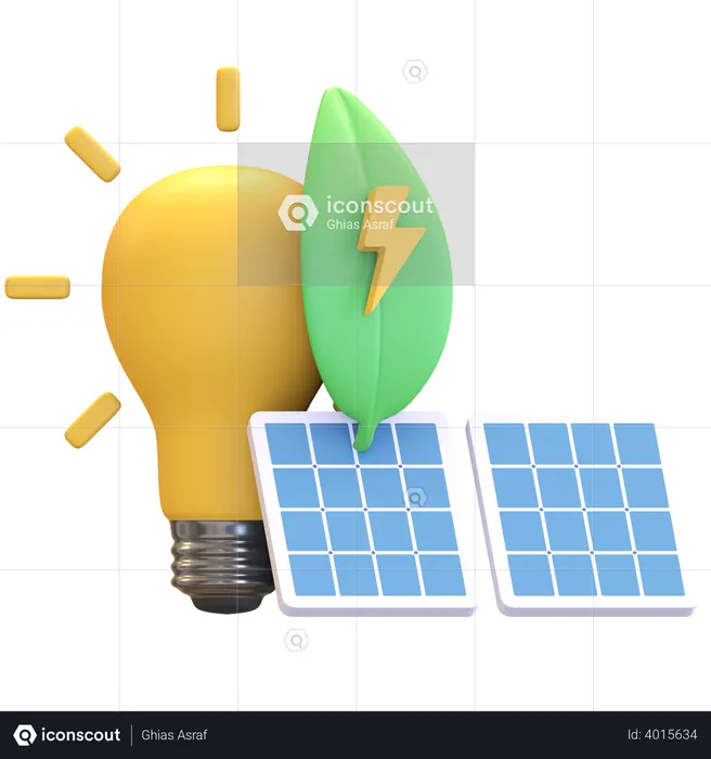 Solar bulb  3D Illustration