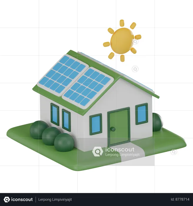 Casa solar  3D Icon