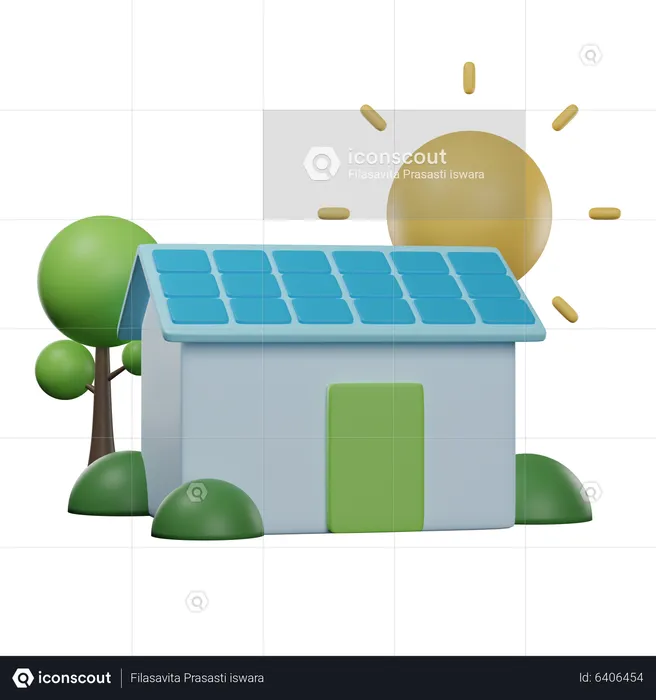 Solar house  3D Icon