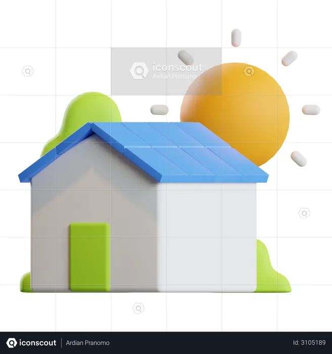 Solar House  3D Illustration