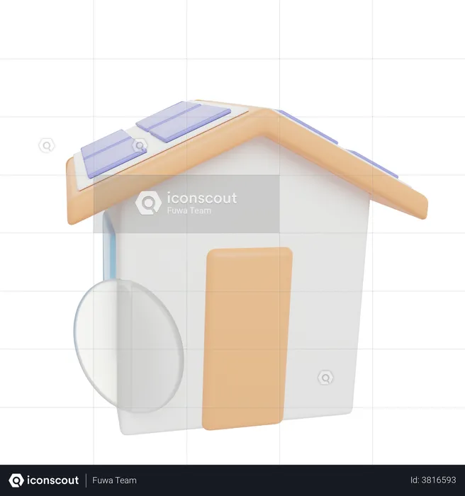 Solar House  3D Illustration