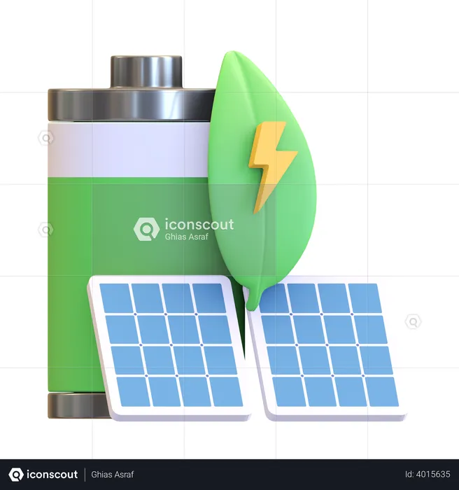 Solar panel energy battery  3D Illustration