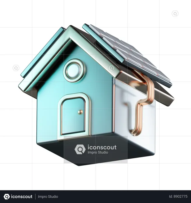 Solar Panel House  3D Icon