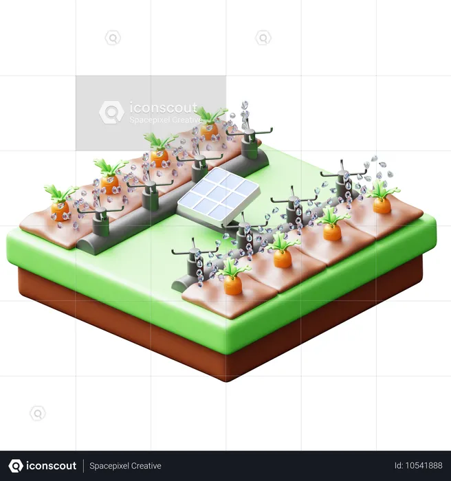 Solar Powered Irrigation  3D Icon