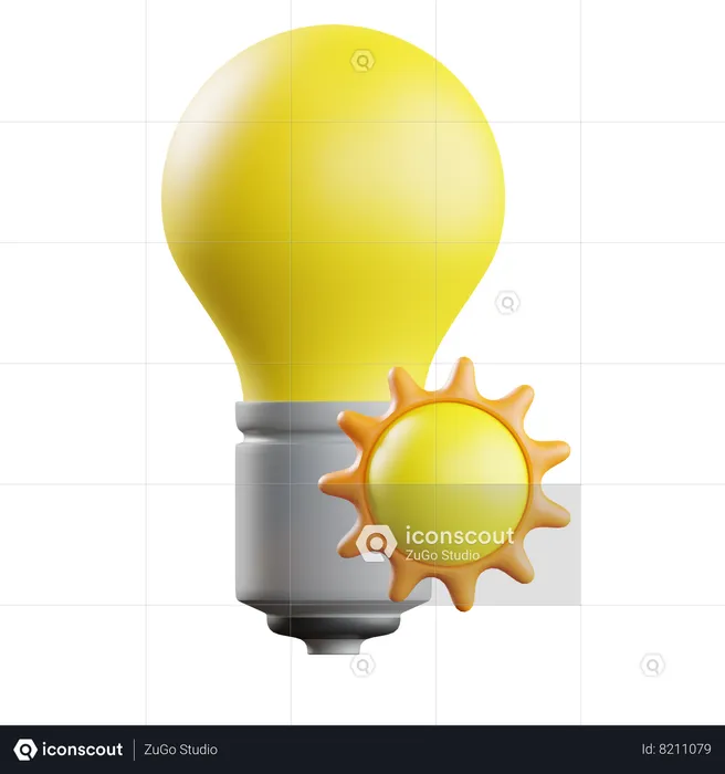 Solar Powered Light Bulb  3D Icon