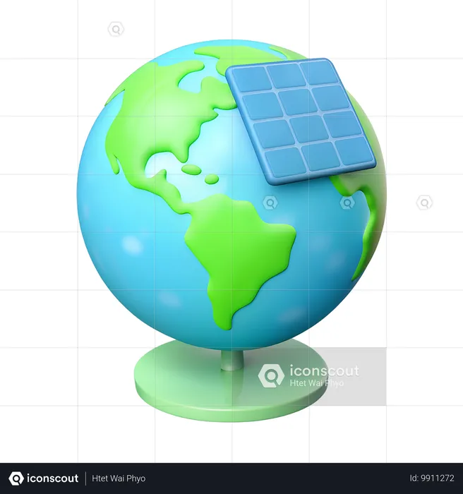 Solarpanel auf der Erde  3D Icon