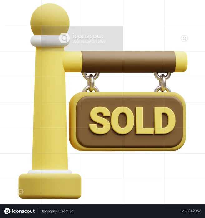 Sold Signboard  3D Icon