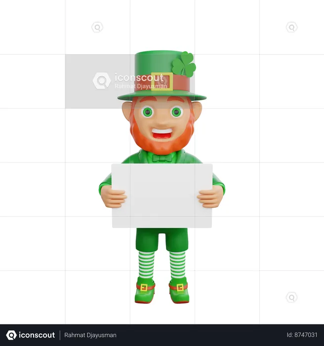 Soldado irlandés de pie con tablero en blanco  3D Illustration
