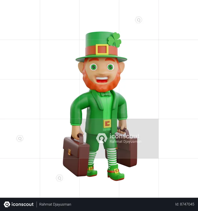 Soldado irlandês está segurando o saco  3D Illustration