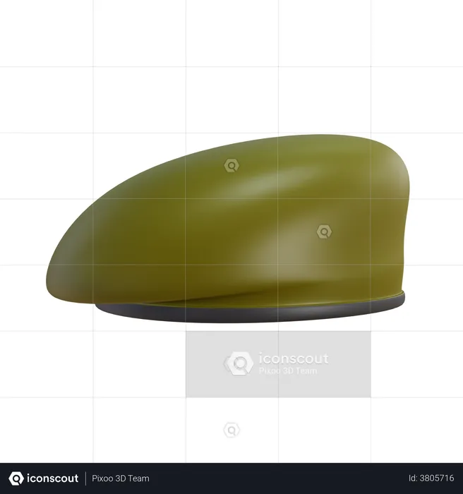 Soldier Beret Hat  3D Illustration