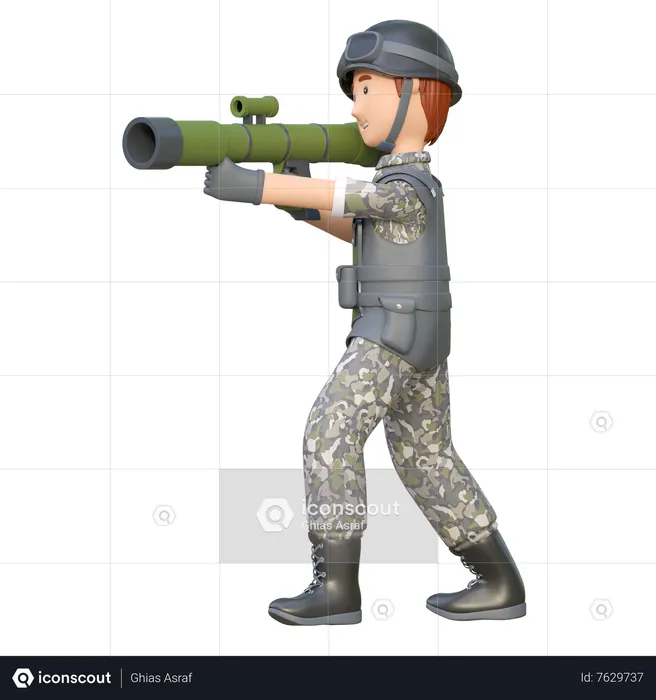 Soldier with Rocket Launcher  3D Illustration