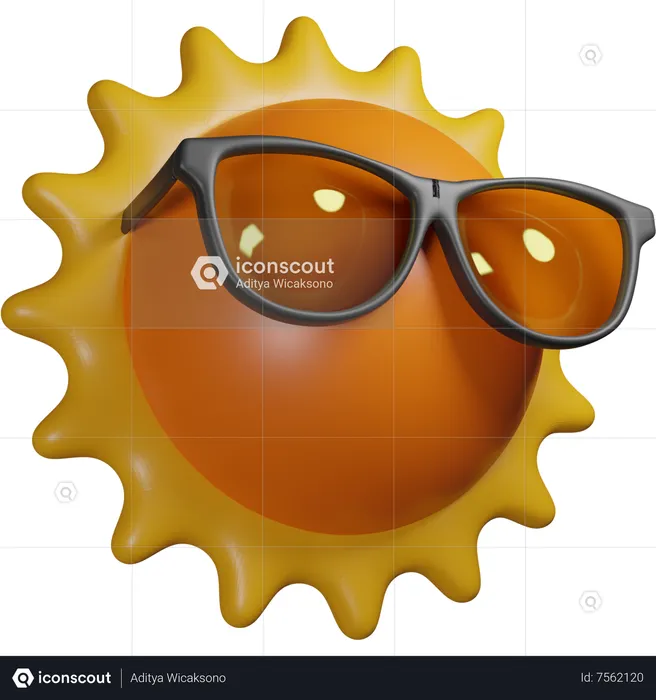 Soleil avec des lunettes  3D Icon