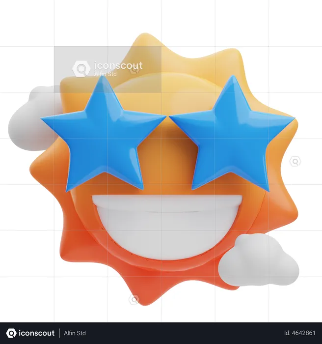 Soleil émerveillé Emoji 3D Emoji