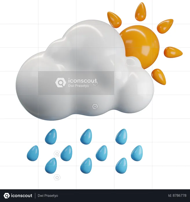 Soleil et pluie modérée  3D Icon