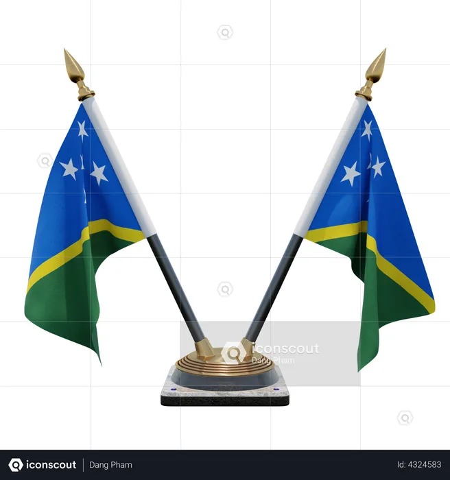 Solomon Islands Double Desk Flag Stand Flag 3D Illustration