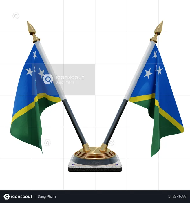 Solomon Islands Double (V) Desk Flag Stand Flag 3D Icon