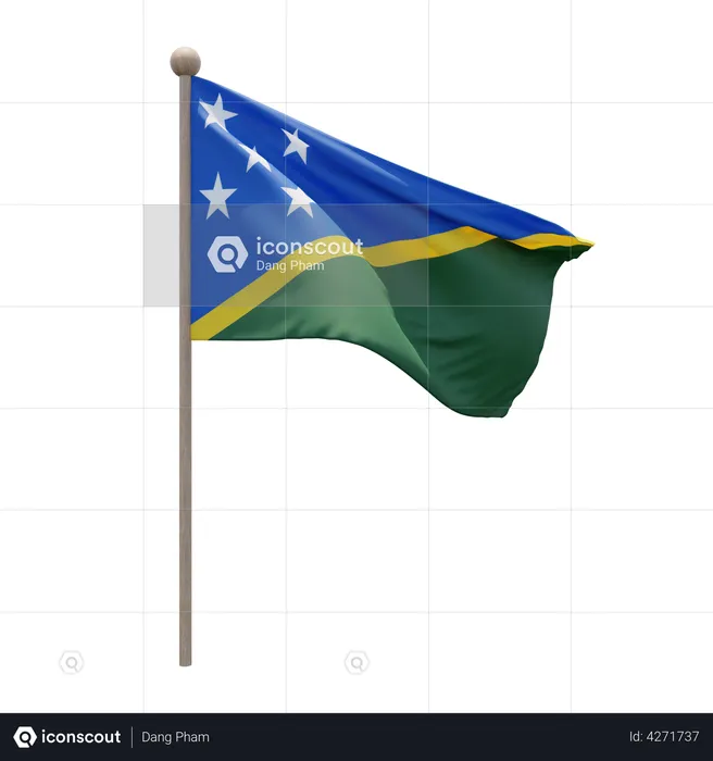 Solomon Islands Flagpole Flag 3D Illustration