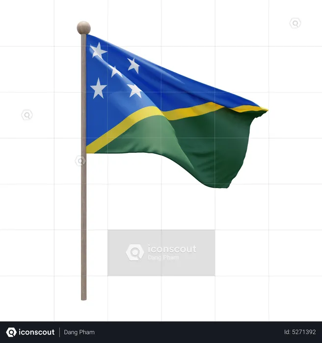 Solomon Islands Flagpole Flag 3D Icon