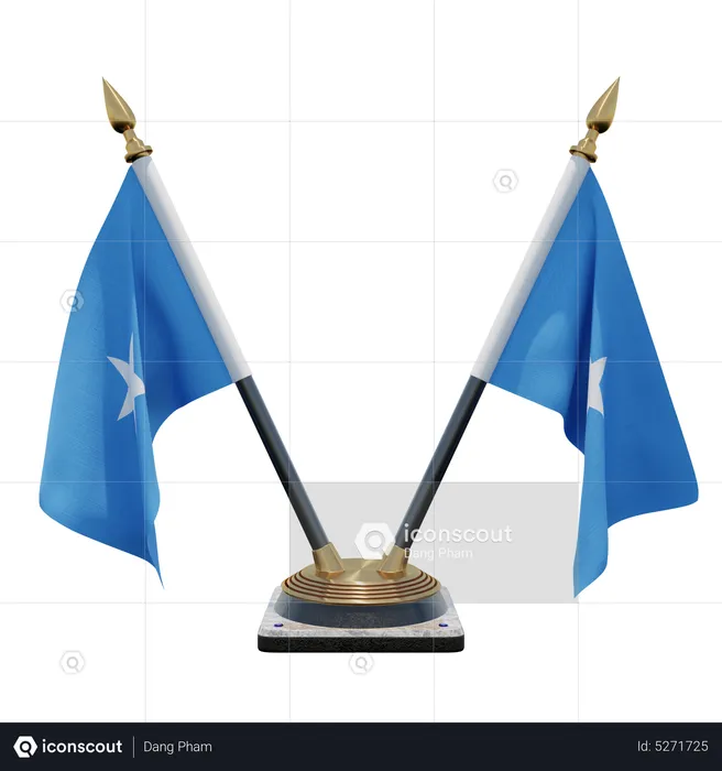 Somalia Double (V) Desk Flag Stand Flag 3D Icon