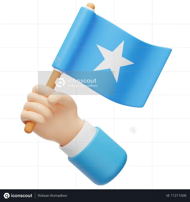 소말리아 국기 손 깃발 Flag 3D Icon