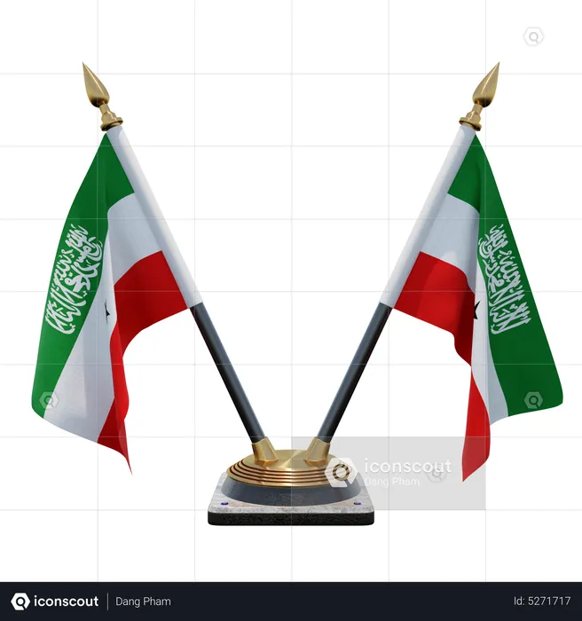 Support de drapeau de bureau double (V) du Somaliland Flag 3D Icon