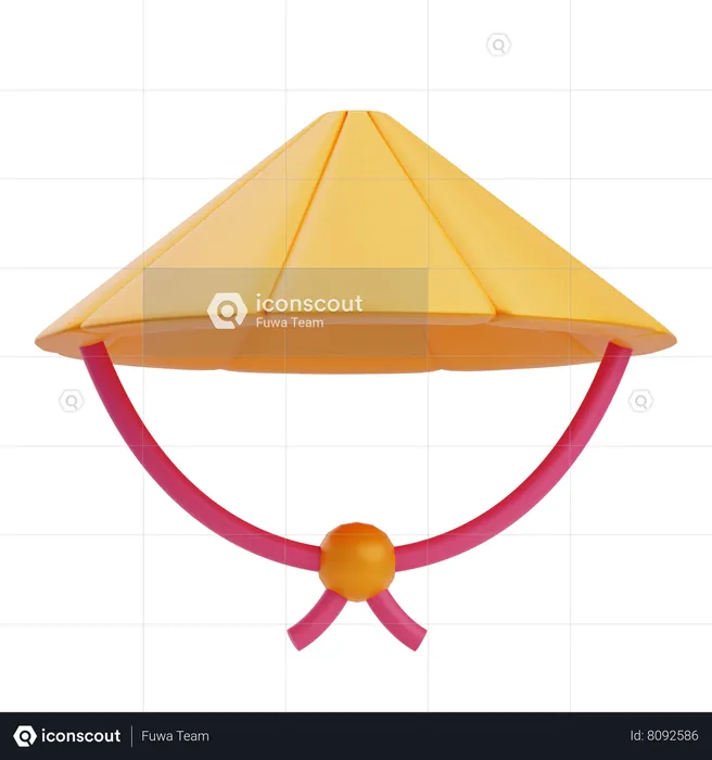 Sombrero de bambú  3D Icon